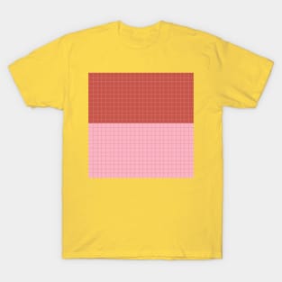 simple mix red pink lines lines boho grid T-Shirt